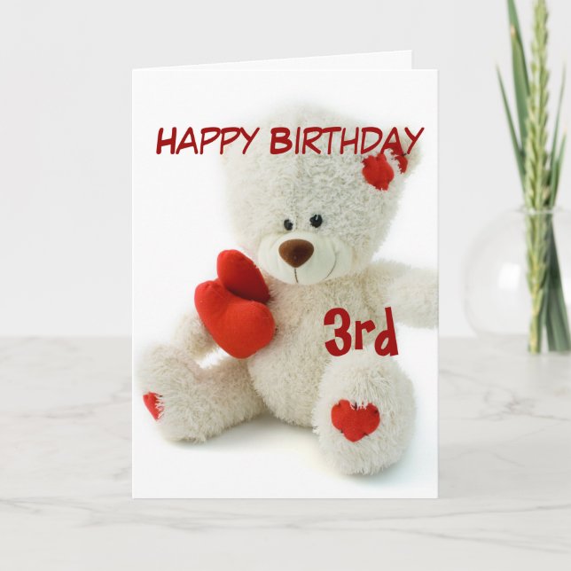 Happy Birthday 3rd Teddy Bear Theme Card (Front)