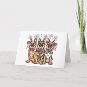 Happy Birthday 4th Of July German Shepherd Dogs Card