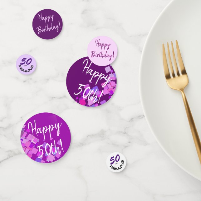 Happy Birthday "50 and Fabulous" Typography Party Confetti (Group)