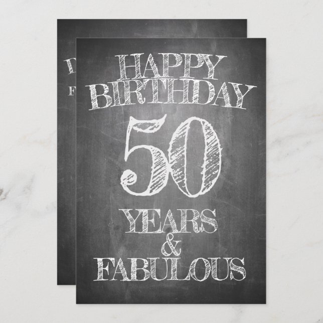 Happy Birthday - 50 Years & Fabulous Invitation (Front/Back)