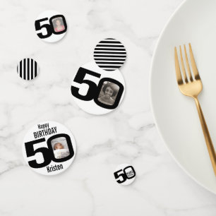 Happy birthday 50th name and photo paper confetti