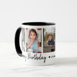 Happy Birthday 5 Photo Collage Black And White Mug<br><div class="desc">Unique keepsake mug gift for grandparents birthday with happy birthday typography and 5 photos of grandchildren with their names.</div>