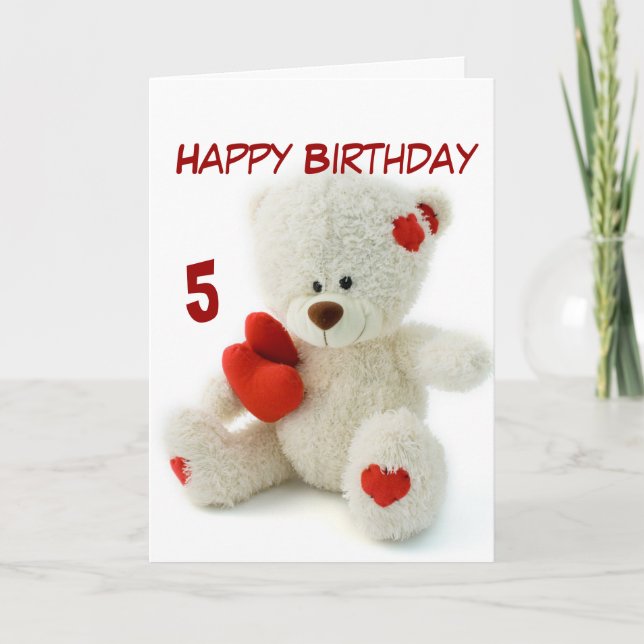 Happy Birthday 5th Teddy Bear Theme Card (Front)
