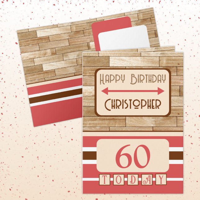 Happy birthday 60 today name red brown card (Creator Uploaded)
