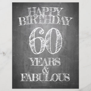 Happy Birthday - 60 Years & Fabulous in chalkboar