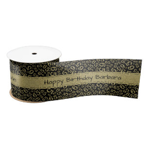 Happy Birthday 65 Number Pattern Black/Gold Satin Ribbon