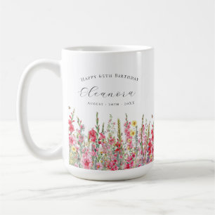 Happy Birthday 65th August Birth Flower Custom Coffee Mug