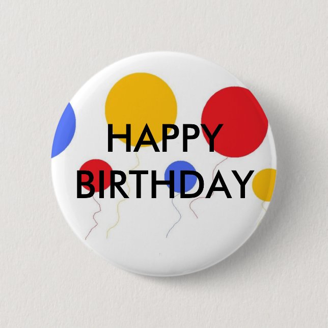 HAPPY BIRTHDAY 6 CM ROUND BADGE (Front)