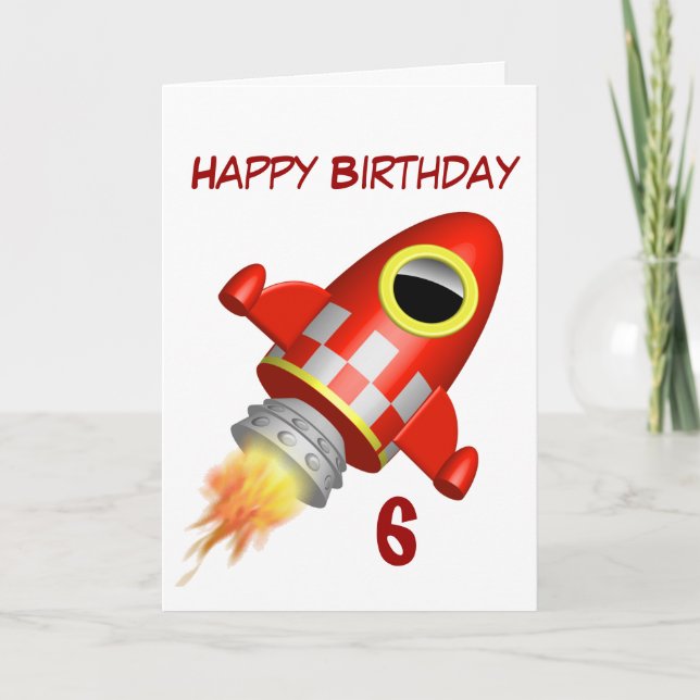 Happy Birthday 6th Little Rocket Theme Card (Front)