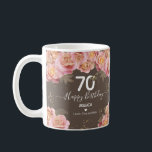 Happy Birthday 70 Glitter Floral Coffee Mug<br><div class="desc">70 Happy Birthday Personalised year mug. Easy to adjust. All text is adjustable if needed.</div>