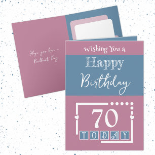 Happy birthday 70 today pink blue card