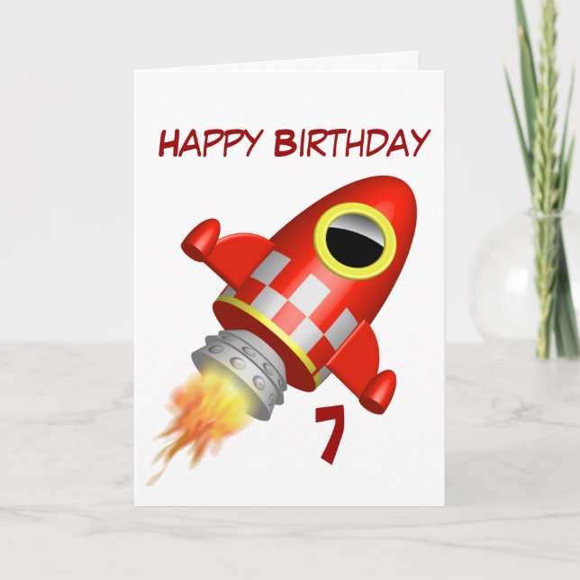 Happy Birthday 7th Little rocket Theme Card (Front)