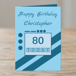 Happy birthday 80 today add name blue card