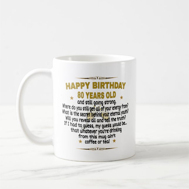  Happy Birthday 80 Years Old Coffee Mug (Left)