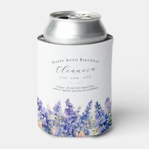 Happy Birthday 80th July Birth Month Flower Custom Can Cooler