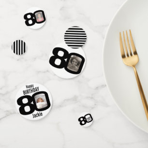 Happy birthday 80th name and photo paper confetti