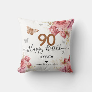 Happy Birthday 90 Personalised Throw Pillow