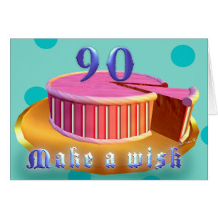 Happy Birthday 90 Pink Cake stripes Birthday Card
