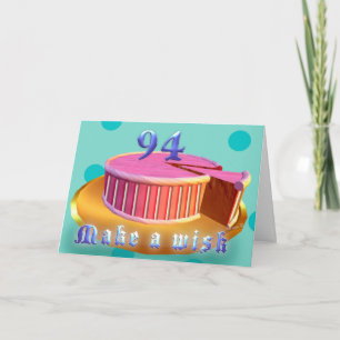 Happy Birthday 94 Pink Cake stripes Birthday Card