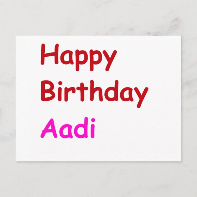 Happy Birthday Aadi Postcard (Front)