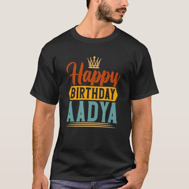 Happy Birthday Aadya T-Shirt (Front)