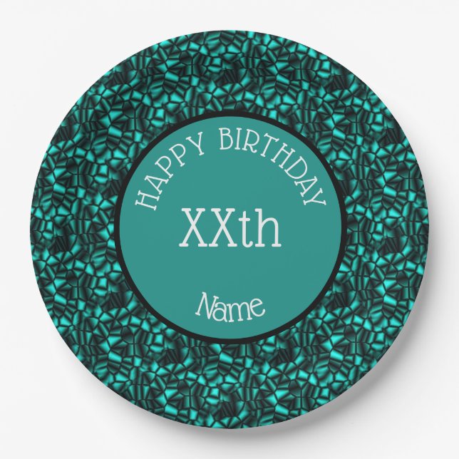 Happy Birthday Abstract Design Personalised   Paper Plate (Front)
