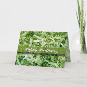 Happy Birthday Abstract Green Paper Shreds Photo Card