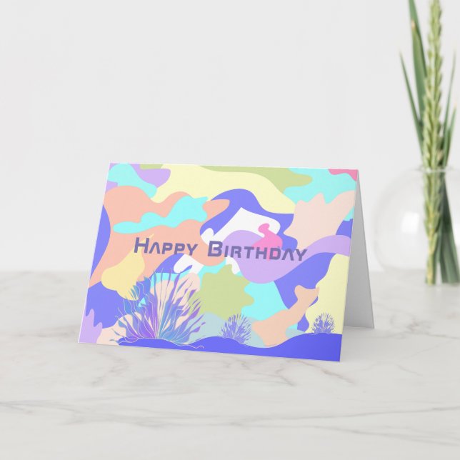 Happy Birthday Abstract Modern Art Card (Front)