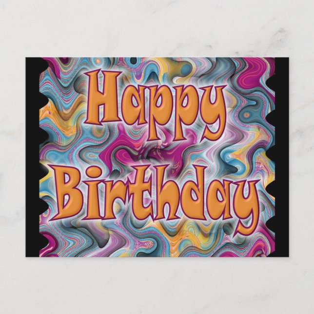 Happy Birthday Abstract Postcard (Front)