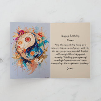 Happy birthday abstract ying-yang editable card