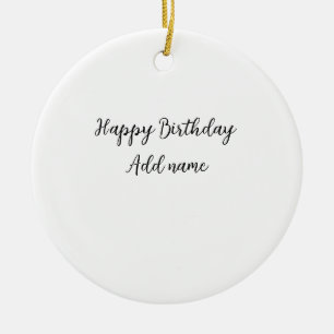 Happy birthday add name title simple minimal ceramic tree decoration