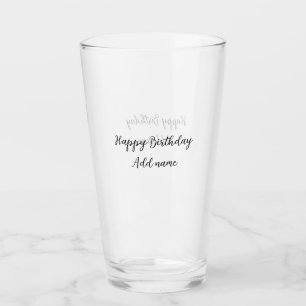 Happy birthday add name title simple minimal glass