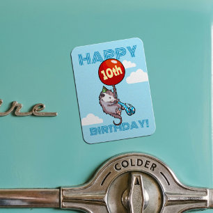 Happy Birthday! Add The Age Opossum & Red Balloon Magnet