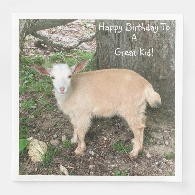 Happy Birthday Adorable Baby Goat Napkin (Front)