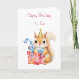Happy Birthday   Adorable  Squirrel Card