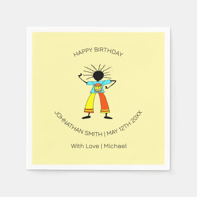 Happy Birthday, African Art Master Drummer  Napkin (Front)