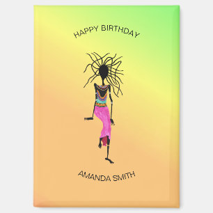 Happy Birthday, African Art Woman Warrior Magnet
