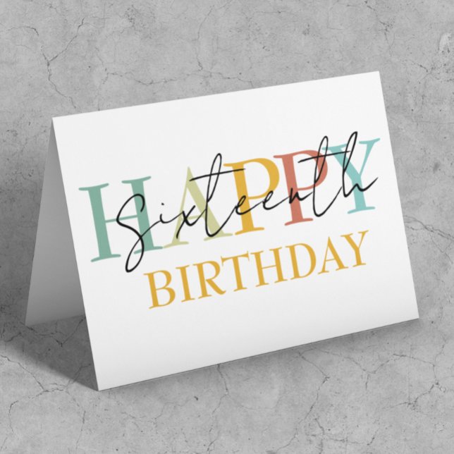  Happy Birthday Age Personalised Colourful Simple  Card (Creator Uploaded)