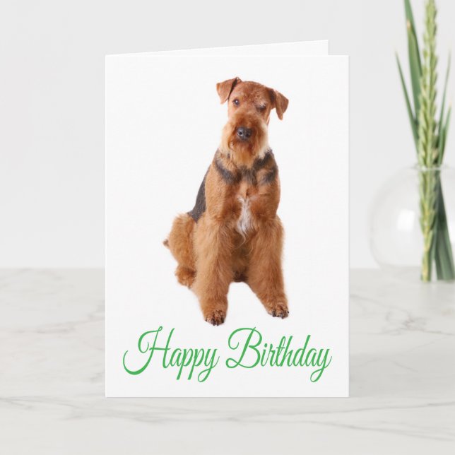 Happy Birthday Airedale Terrier Dog Greeting Card (Front)