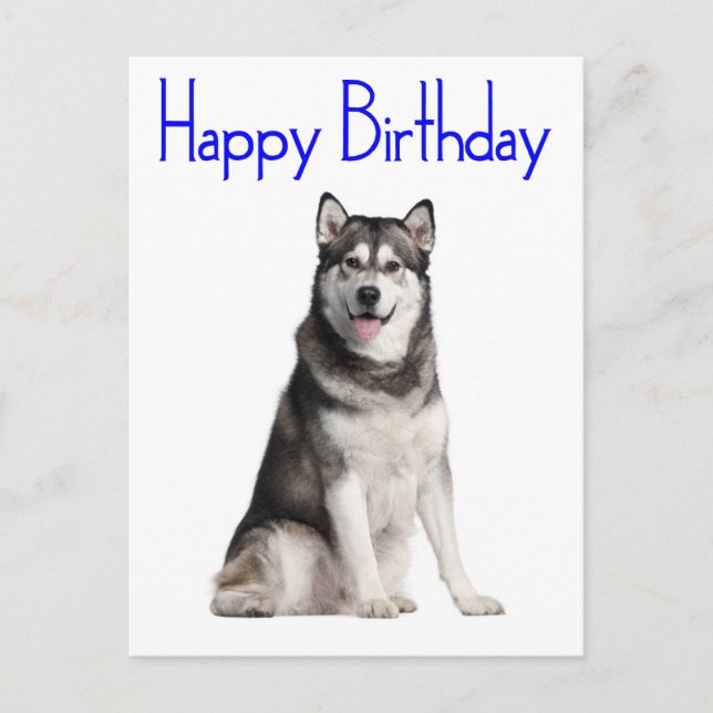 Happy Birthday Alaskan Malamute Puppy Dog  Card (Front)