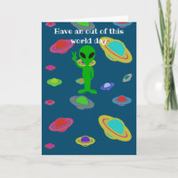 Happy Birthday Alien space Card