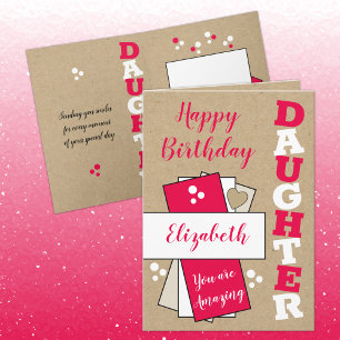 Happy Birthday amazing Daughter red rustic Card