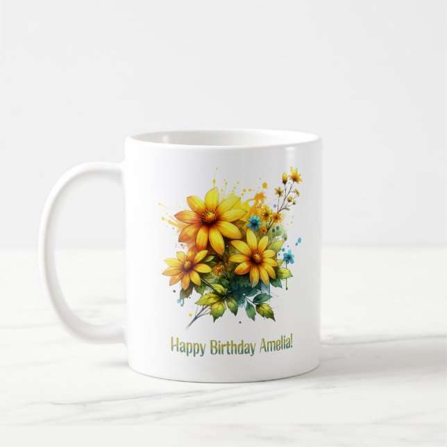 Happy Birthday Amelia Coffee Mug (Left)