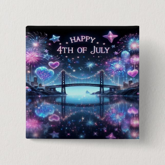 Happy Birthday America 15 Cm Square Badge (Front)