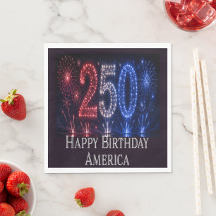 Happy Birthday America 250th Anniversary Patriotic Napkin