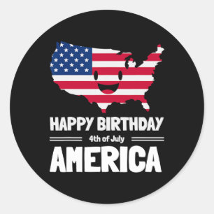 Happy Birthday America 4th Of July American Flag M Classic Round Sticker