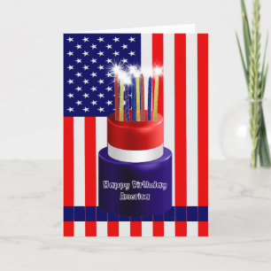Happy Birthday America Card Cake & Candles