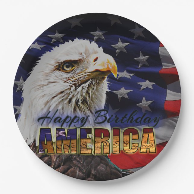 Happy Birthday America, Eagle BG - Paper Plates (Front)