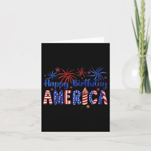 Happy Birthday America Firework Usa Flag 4th Of Ju Card