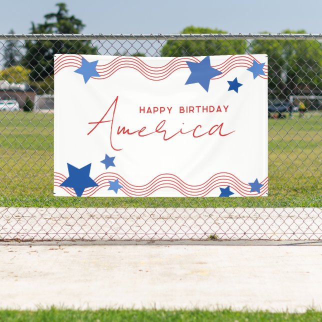 Happy Birthday America July 4th Party Banner (Insitu)